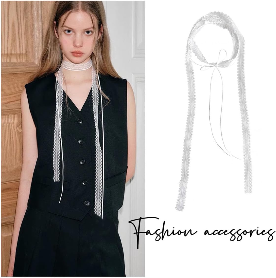 Bravace Lace Bow Choker Necklace for Women Long Wrap Tie Layered Ballet Lace Collar Elegant Black Lolita Gothic Party Neck Jewelry Romantic Adjustable Velvet Ribbon Trendy Accessory Gift - Image 2