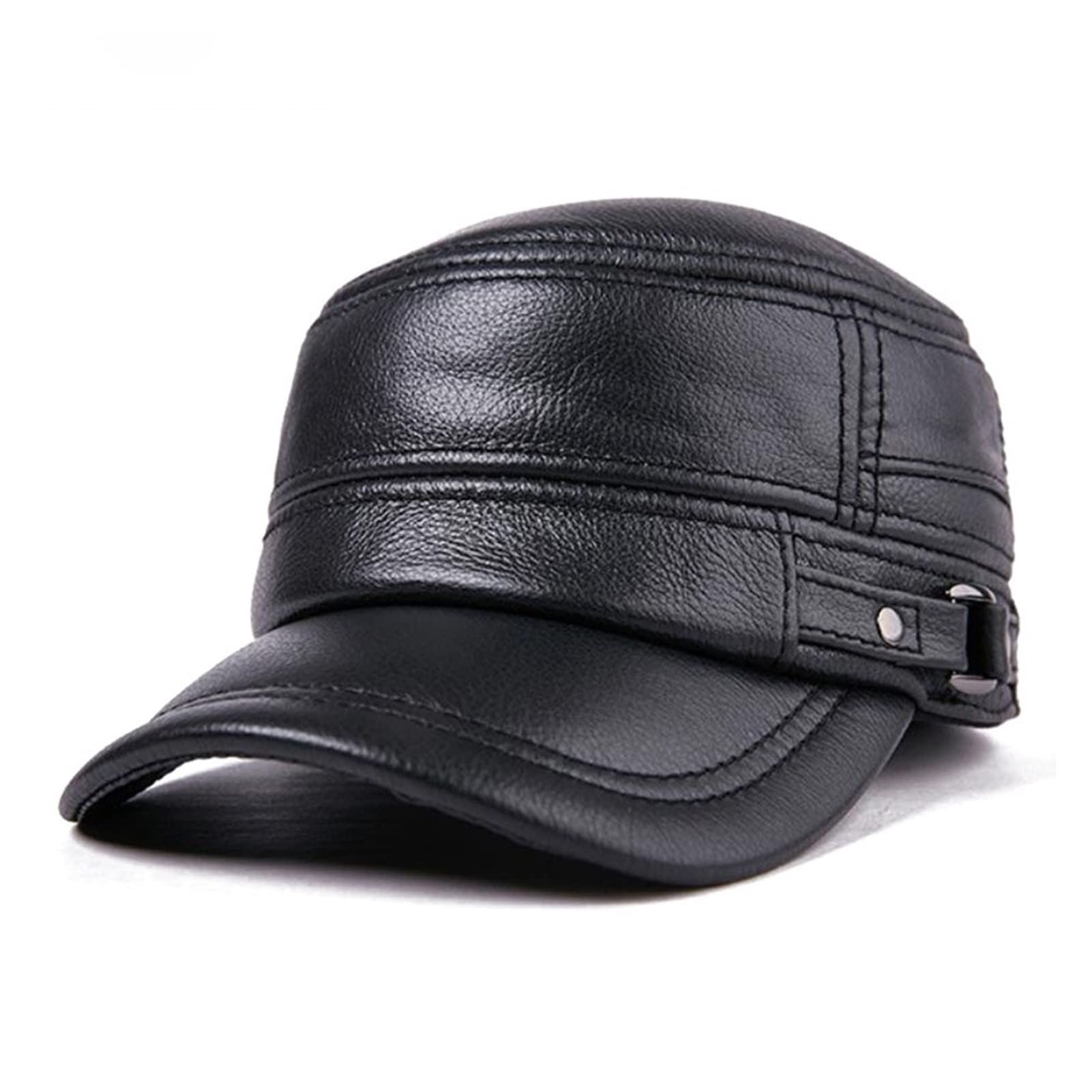 Jesień Winter Cap Men Army MI-LITIVE Crowskin Leather Black Leather Hat Male Vintage Hig-H Qua-Lity Dad