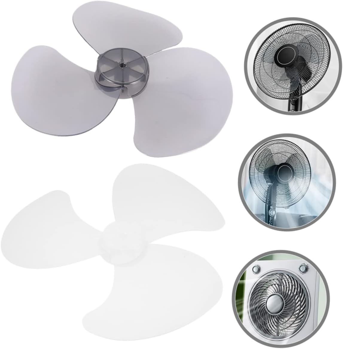 Ipetboom 2pcs Replacement Fan Blades for Wall and Pedestal Fans in Translucent Gray and White Easy Install Safe Edges for Home Use