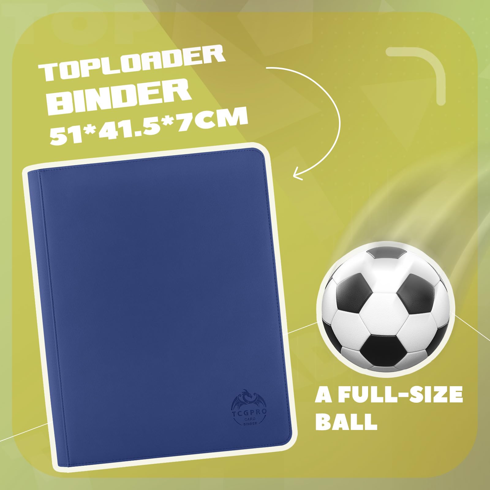 TCGPRO 16 tasche Toploader, per carte da collezione da 640 3" x 4" con custodie, album Toploader 20 pagine double face, compatibile con Trading Card, carte sportive, ecc. Blu scuro