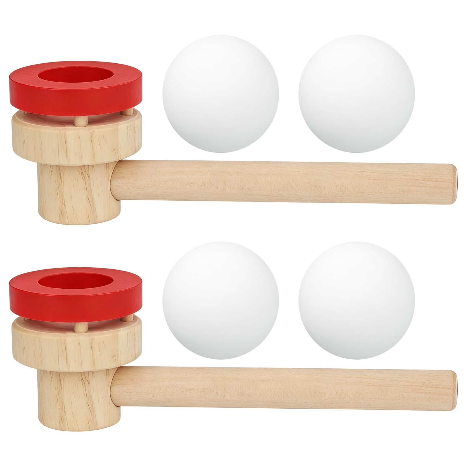 XNFUOE 2 Pcs Wooden Ball Blower Floating Ball Blowing Magic Levitating Balls Educational Wooden Blowing Toys Red Foam Ball Wood Pipe Floating Ball Fun Target Game
