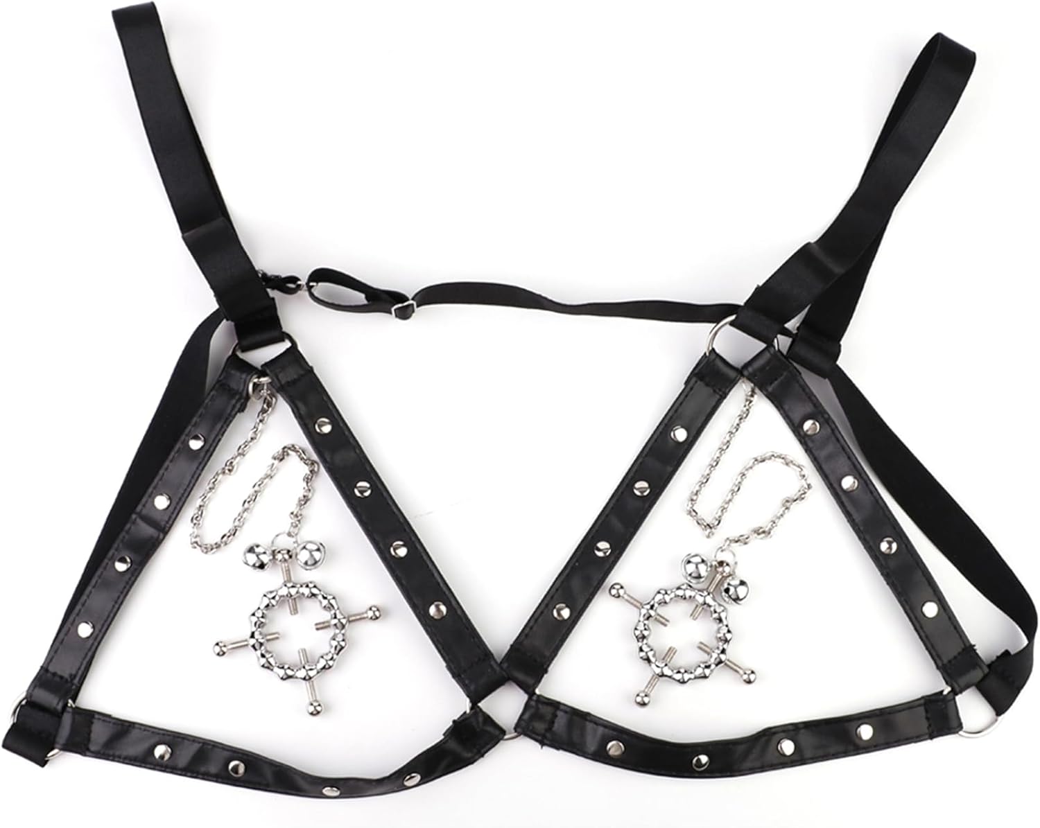 3 Styles of 304 Stainless Steel Roundball Ring Shape Nipple Clamps Nipple Clips with Chains and Bells, Adjustable Metal Wearable Nipple Clamps Adult Sex Toy for Men Women - C