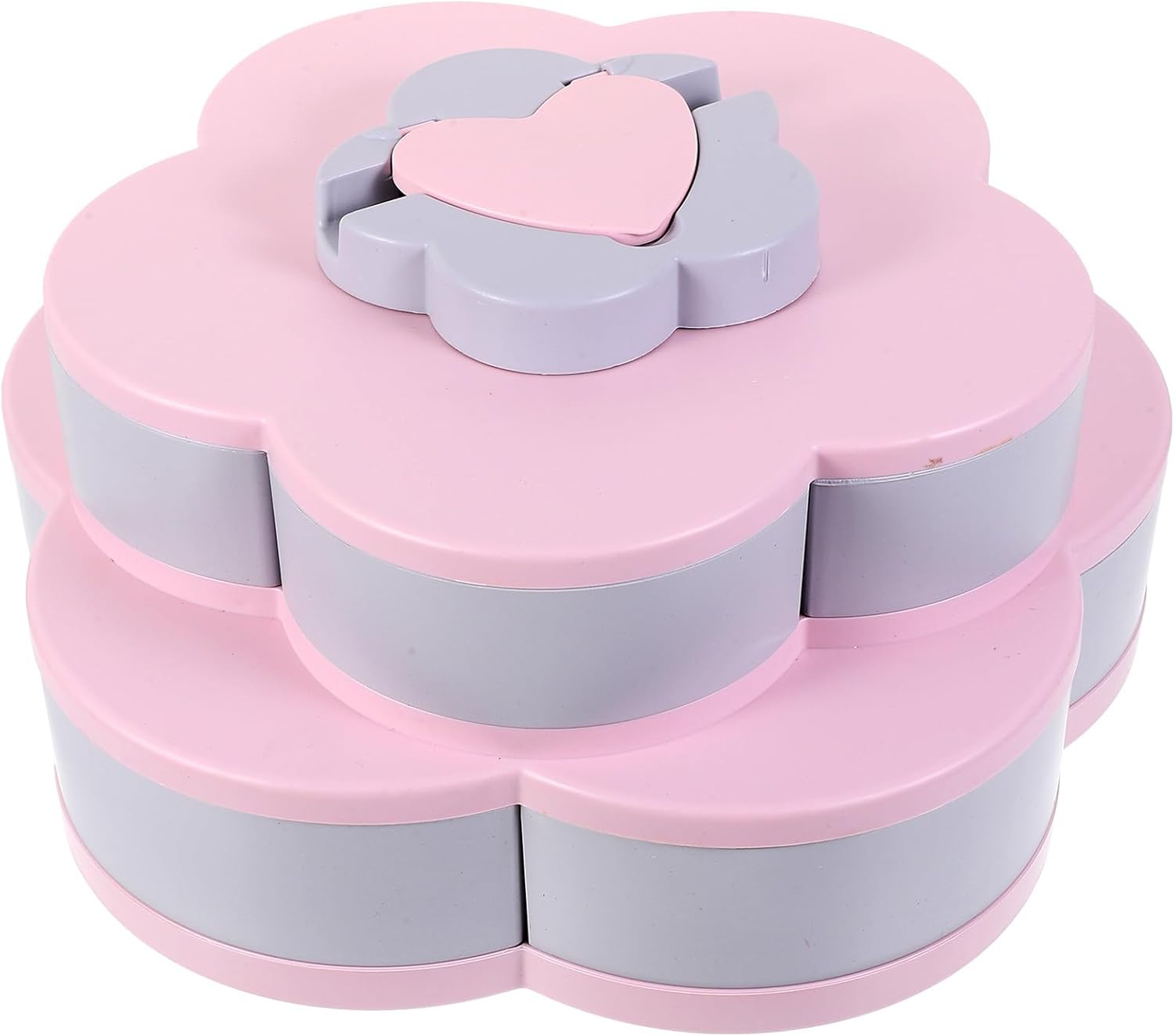 Rotating Petal Candy Box with Phone Holder, Double-layer Abs Candy Organizer, Flower-shaped Snack Storage Case for Household Use