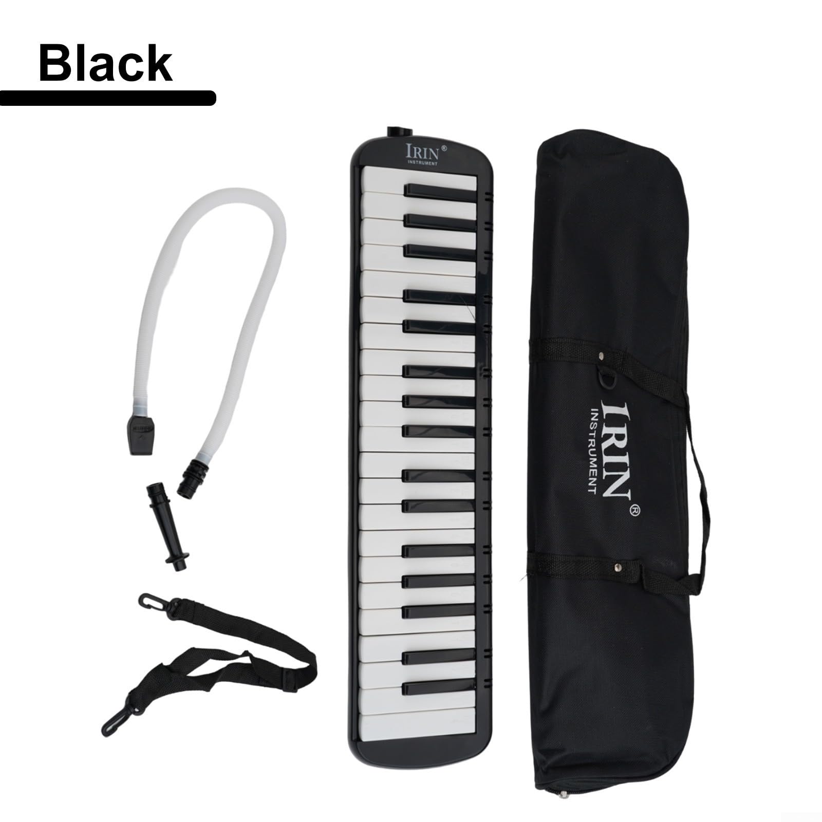Melodica, 1 tastiera a 37 tasti con tubo e borsa per il trasporto, tono brillante e facile da suonare per studenti, melodica per lezioni, pratica e lezioni di musica (nero)