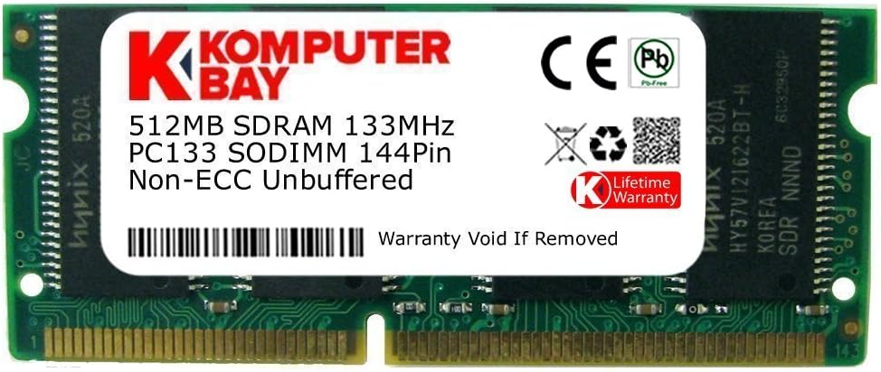 KOMPUTERBAY 512MB SDRAM SODIMM (144 Pin) 133Mhz PC133 RAM for Brother printers