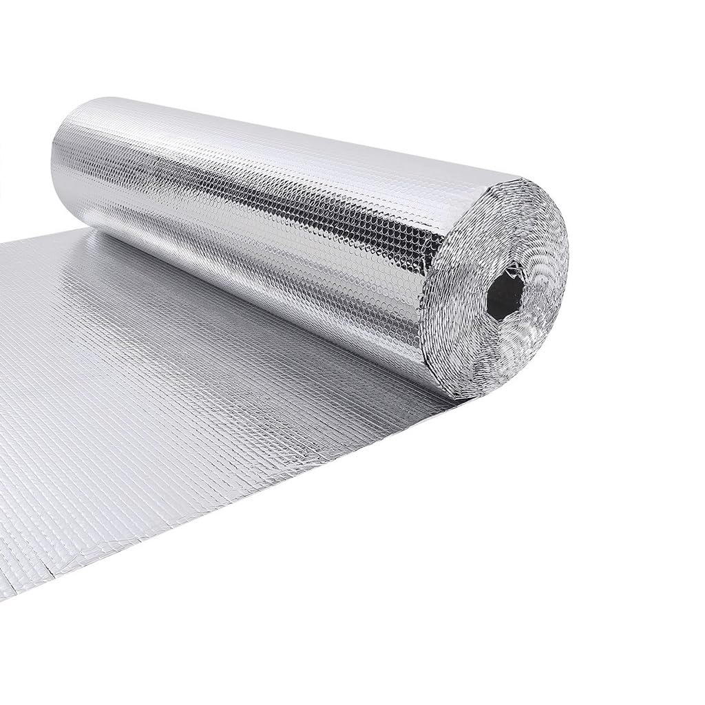 Zbnaeqfjlurt One Color Double-Sided Aluminum Film Reflective Insulation Foam Sheet Foil Bubble Roll, For Keep Heat Thermal Shield Radiant Barrier 1Mx3m
