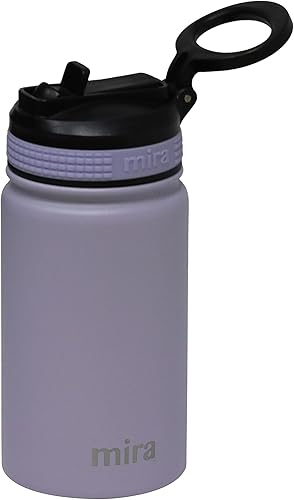MIRA Botella de agua aislada de acero inoxidable con popote para deportes, vaso reutilizable para almuerzo y viajes, sin BPA, 12 onzas, violeta