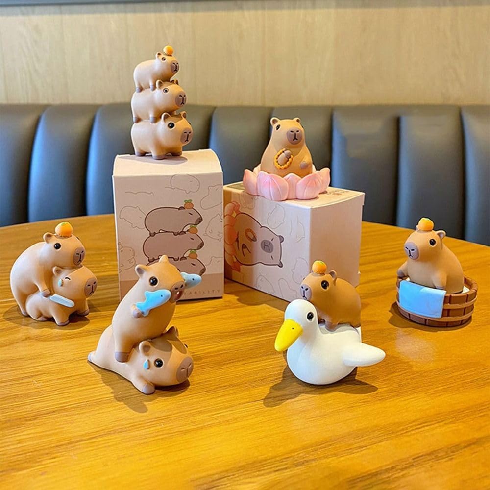 Desktop Decorations Cartoon Resin Cartoon Figure Model Capybara Model Figure Capybara Resin Ornaments(2)