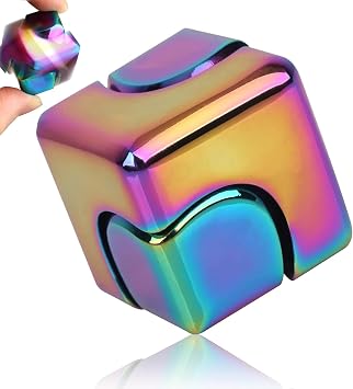 Fidget Toy, Infinity Spinner Cube for Adults, Cool Gadgets Desk Office Toys Fingertip Gyro, Leisure Stress Relief Tabletop Toy as Gift for ADHD/Autism Adults KidsRainbow