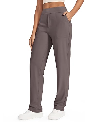 G4Free ShiftReady Women's Dress Work Pants with Pockets Yoga Straight Leg | Mock Fly, Faux Back Pockets, High Waisted, Sleek and Drapey, Wrinkle-Resistant, Business Casual Style