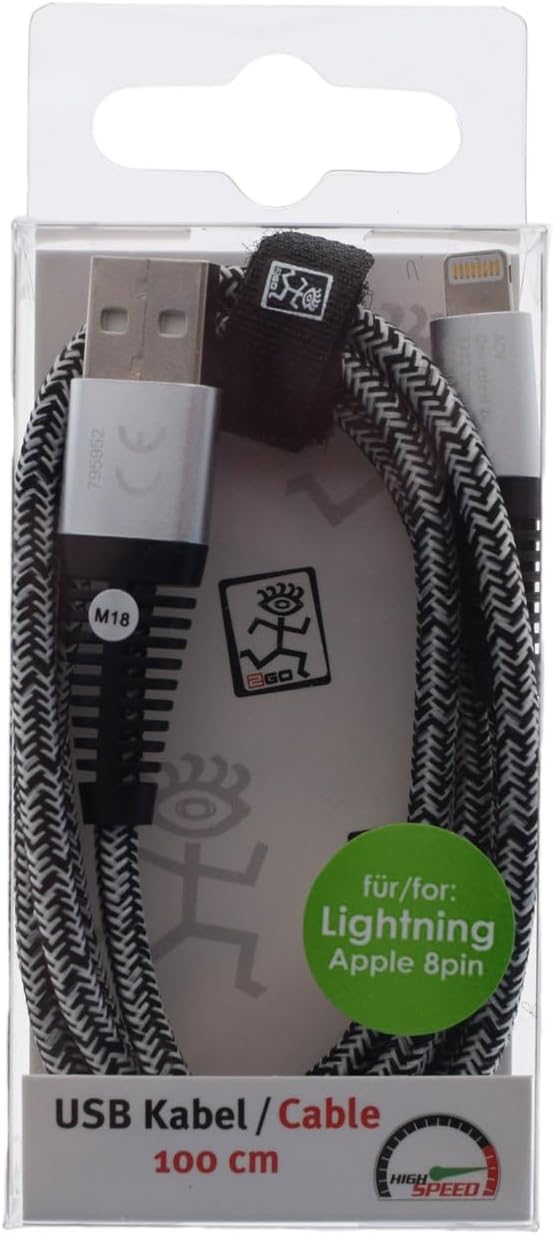 carstyling XXL 2GO USB Datacable USB-Silver/Lightning Appel 8pin, 1 m