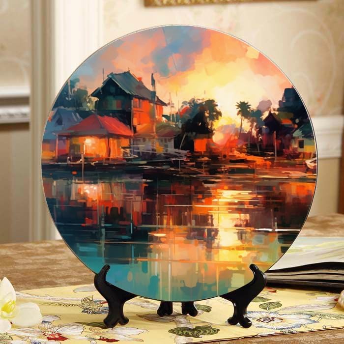Antique maps 10-inch Ceramic Plate for Wall Display or Tabletop, with Stand & Hook DP-381842711