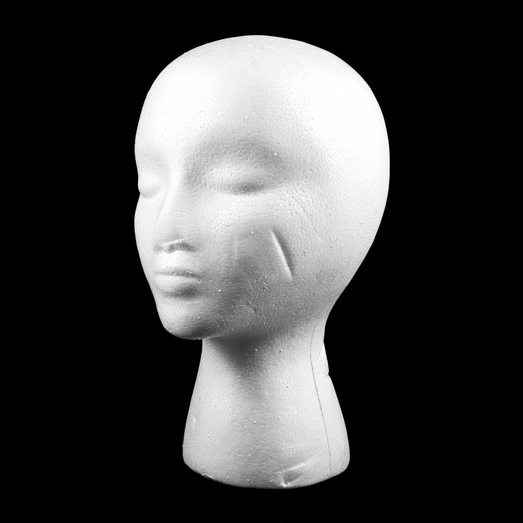 Lot de 10 têtes de mannequin en mousse féminine (polystyrène) - 27,5 x 52 cm - Pour casquettes, écouteurs, accessoires pour cheveux et perruques, femmes