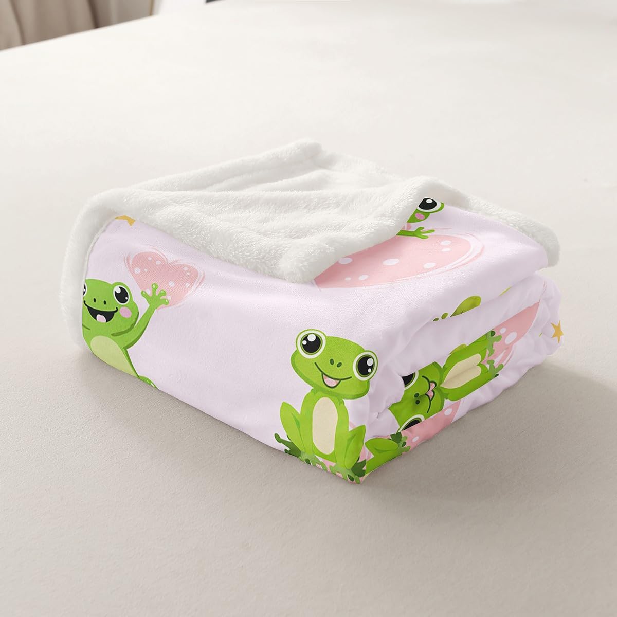 Homewish Twin kreskówka żaba koc, urocze żaby polarowy koc dla dzieci chłopców dziewcząt, dziewczęca miłość serce narzuty, kawaii płazy narzuta na sofę
