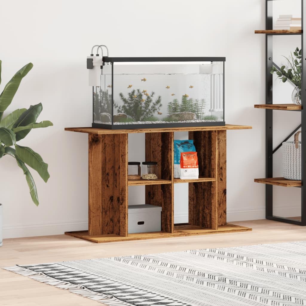 Stojak do akwarium o wyglądzie starego drewna z materiału drewnopochodnego, 100 x 40 x 60 cm, 3 półki, szafka pod umywalkę, terrarium, akwarystyka, salon z miejscem do przechowywania i