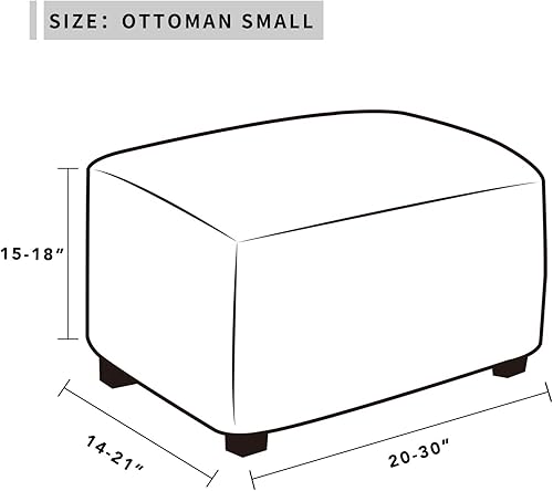 Vista 449 de Easy-Going - Funda elástica para taburete otomano, funda protectora para muebles, funda rectangular con parte inferior elástica Beige