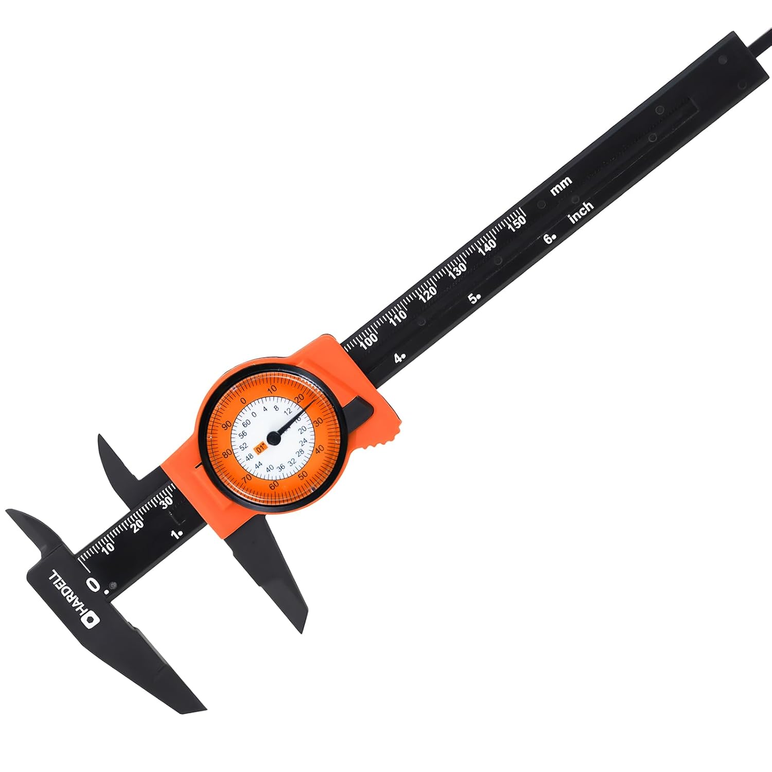HARDELL Dial Caliper, Dual Reading Precision Caliper with Accuracy ±0.02", Durable Caliper Measuring Tool 6 Inch with Plastic Case, Lightweight Vernier Caliper for DIY/Household/Woodworking