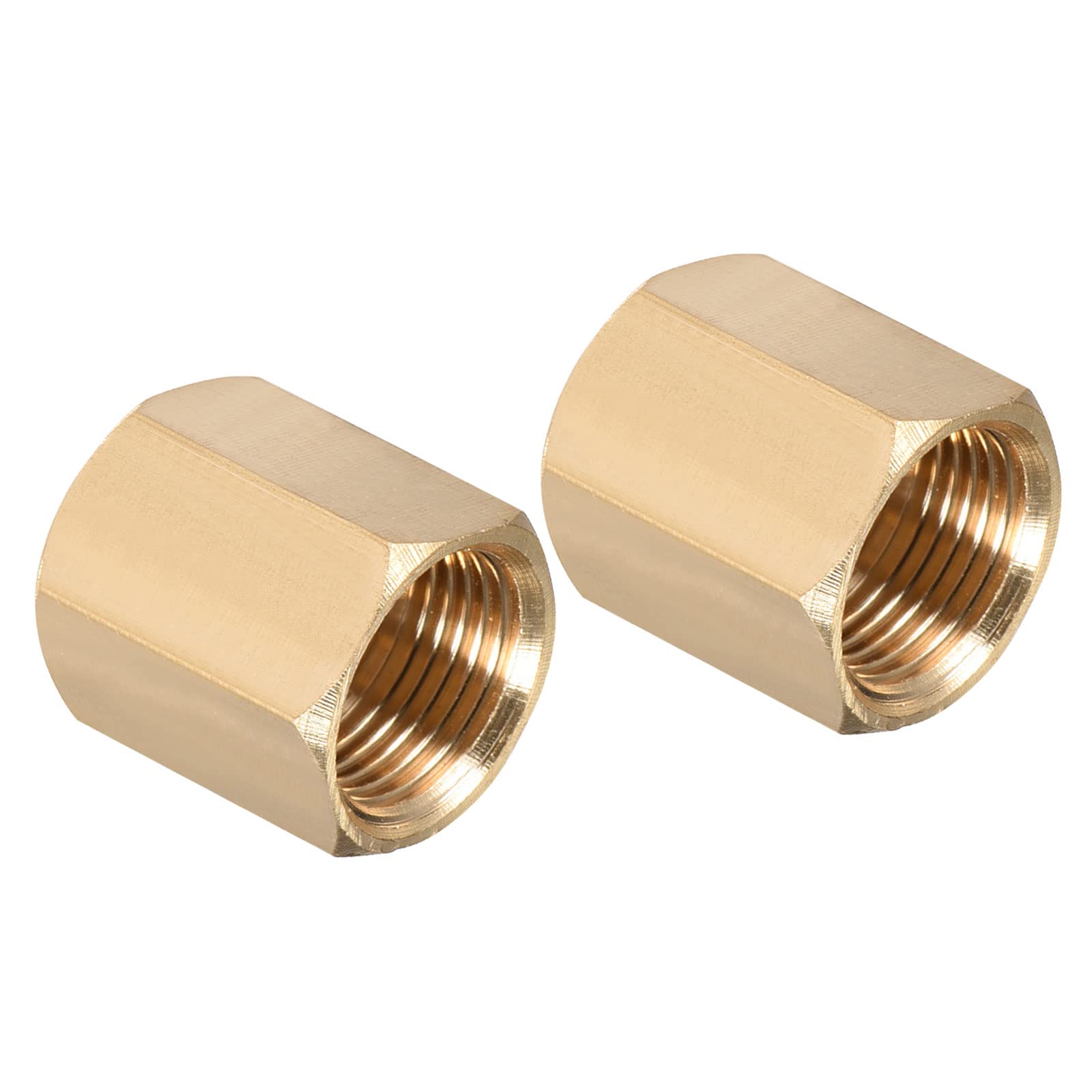 M METERXITY 2 Pack Female Thread Pipe Fitting - 3/8" G Female Thread Hex Rod Pipe Fitting, Fast Coupler Adapter, Apply to Air Compressor, (21.5mm, Gold Tone)