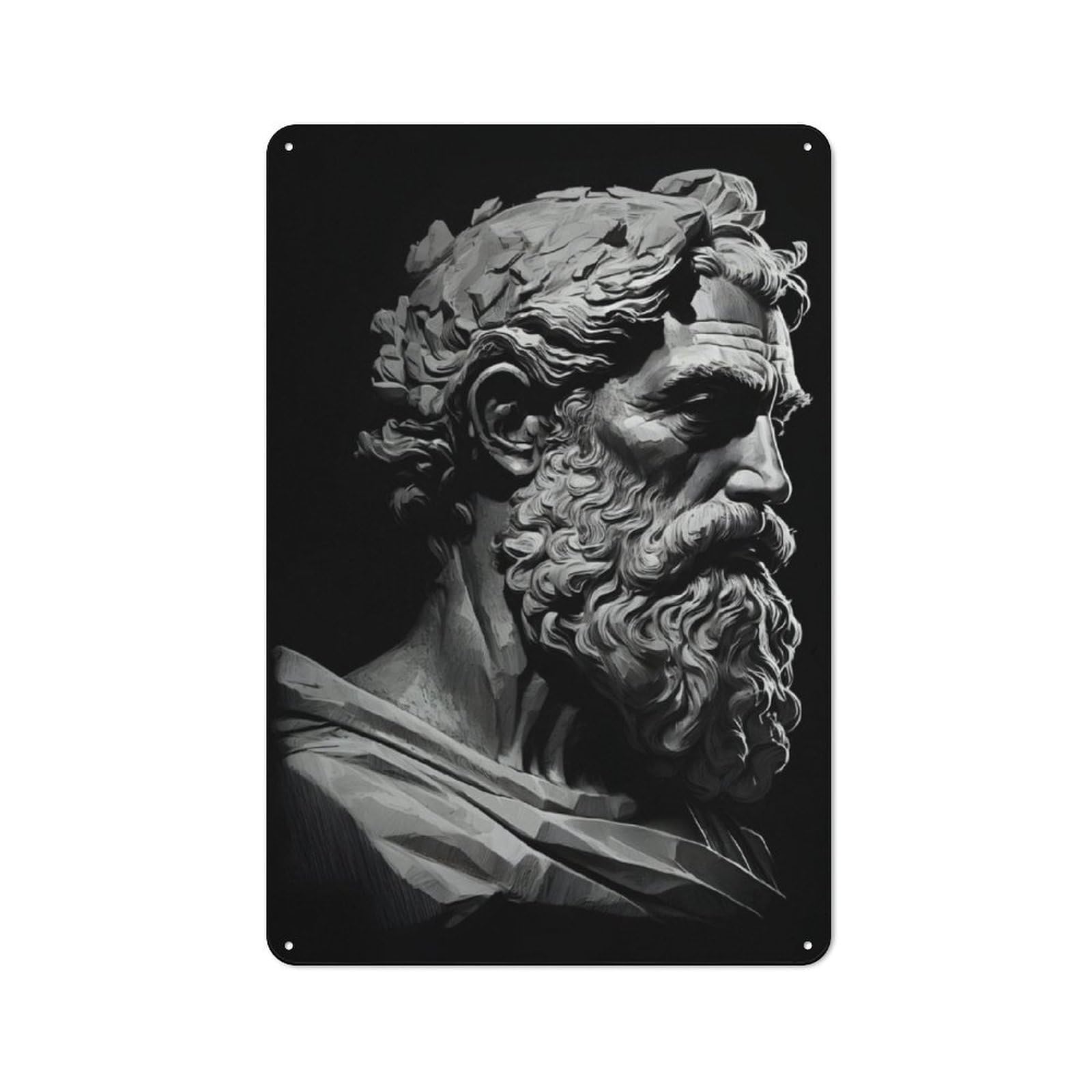 Junmoney Plato Philosopher Metal Sign 30X20cm With For Workshop Wall, Rustic Decor, For Garage, Workshop And Man Cave Decoration