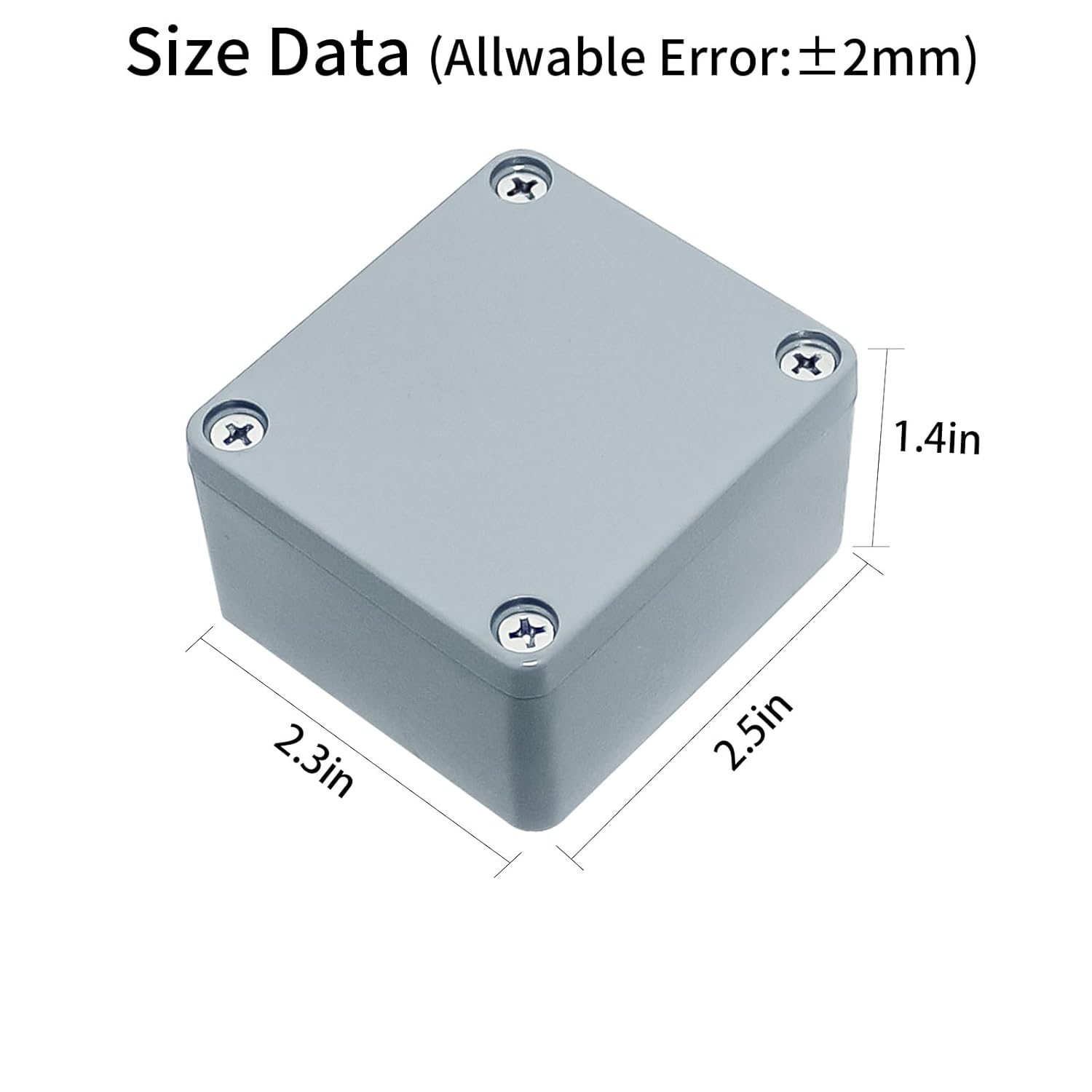 Outdoor Aluminum Enclosure Project Box Waterproof Electrical Box Gray 2.5"x2.3"x1.4"