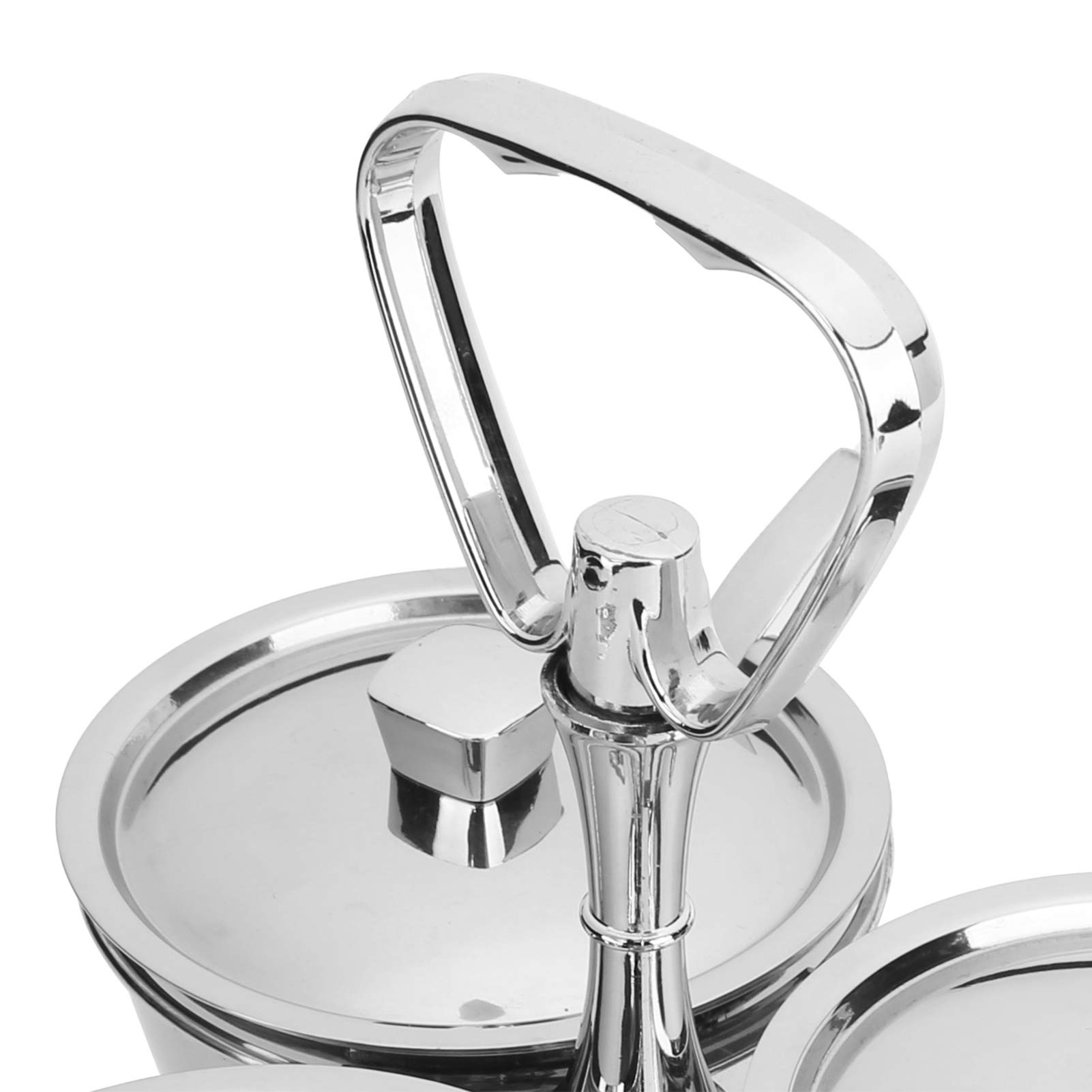 Juego de 3 Recipientes para Especias de Acero Inoxidable, 300 ml, con Tapa Giratoria de 360°, Cuchara y Estante, para Almacenamiento de Cocina
