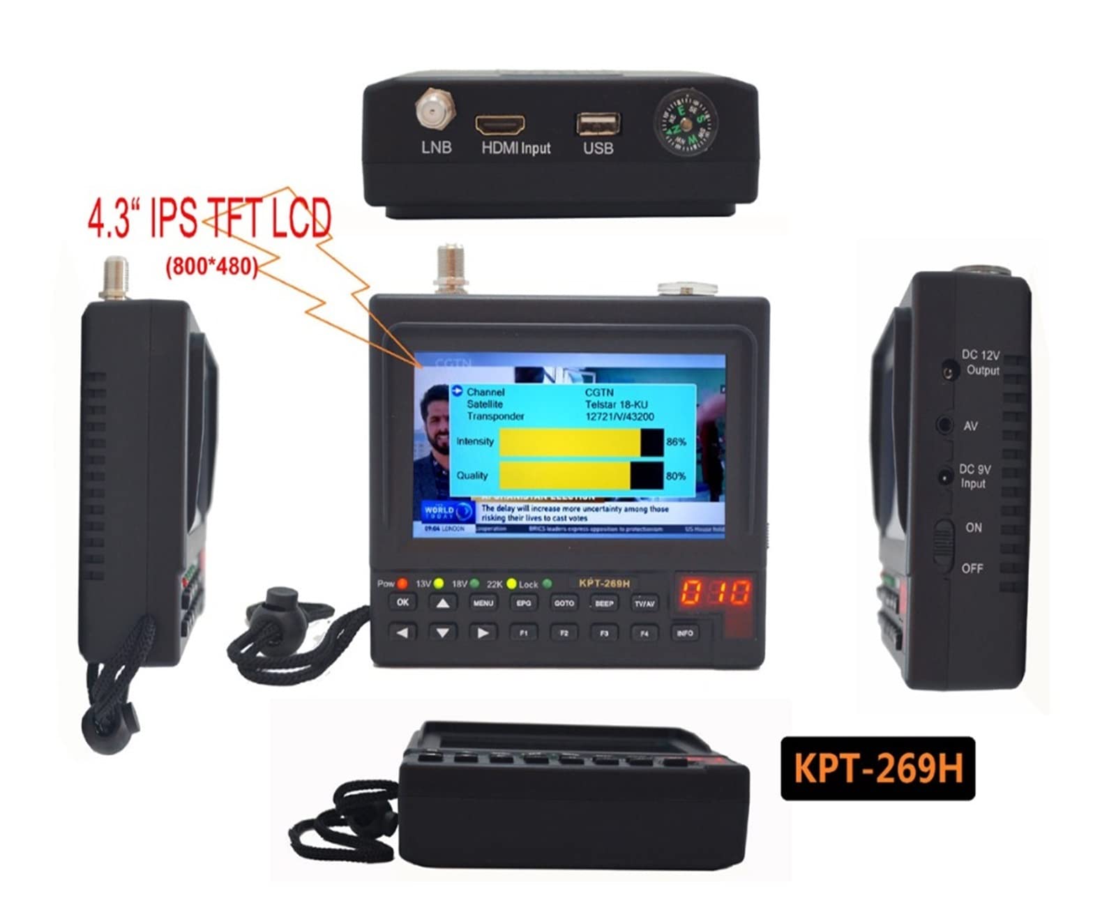 DVB-S2 Satfinder Digital Satellite TV Receptor Finder Meter MPEG-4 Modulador Full HD KPT 269H Decodificador del Receptor