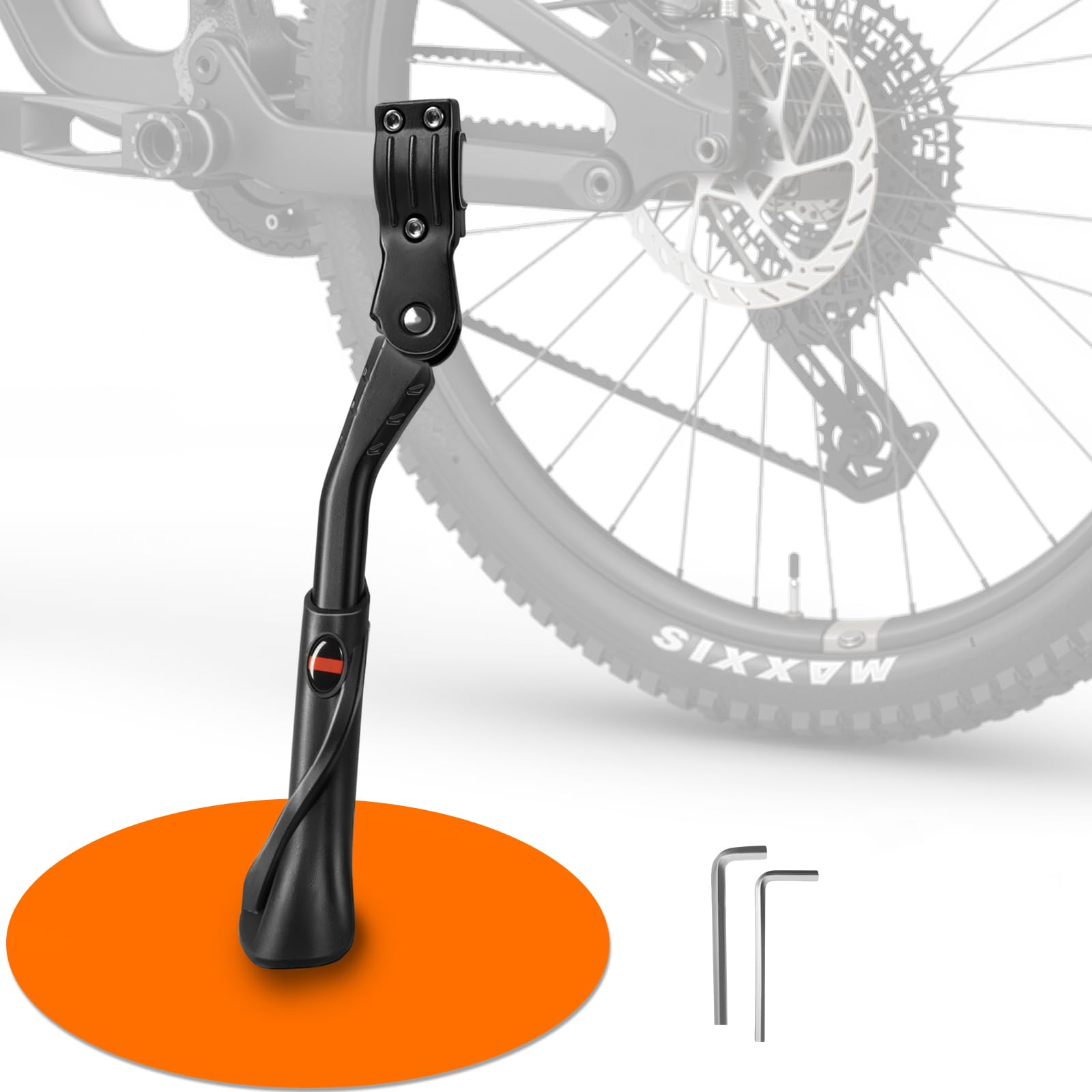 SUNFATT Fahrradständer Hinterrad 24-29 Zoll, Universal Seitenständer für E-Bike & MTB ohne Bohrung, Höhenverstellbar, Verstärktes Alu, 35kg/45kg Traglast, rutschfest, Bike Stand Zubehör