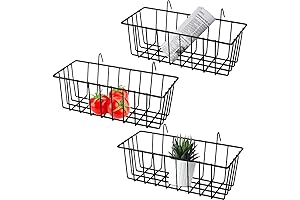 Black 3 Pack Hanging Wire Basket for Wall Grid Panel