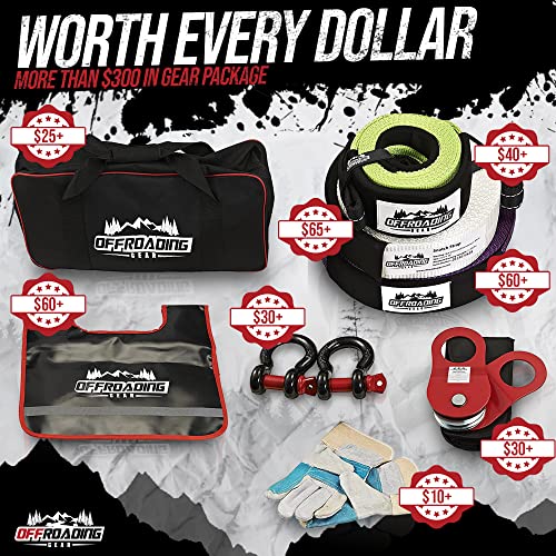 Offroading Gear 4X4 Off-Road Vehicle Equipment Recovery Kit With Snatch Strap| Winch Extension| Tree Trunk Protector| Shackles| Towing & Snatch Strap | And More| Great For Truck| Atv #TOP5