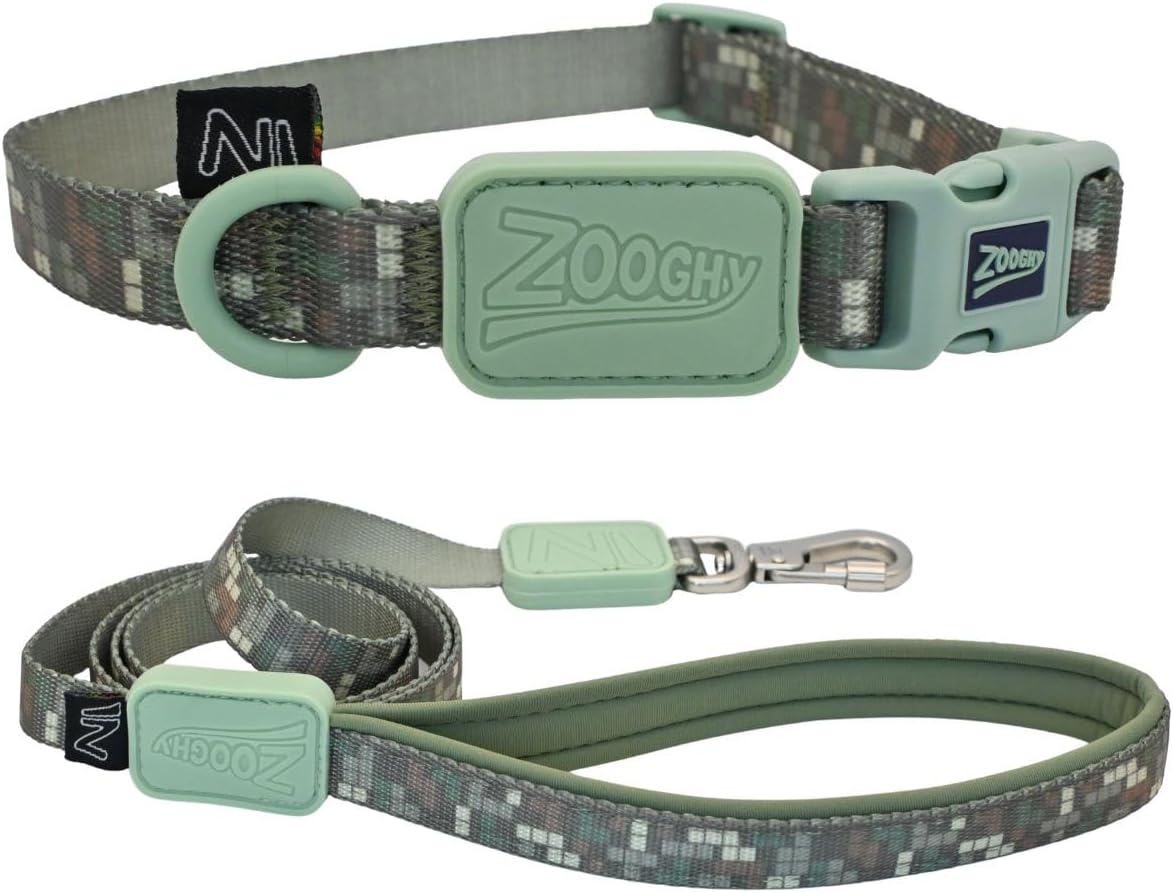 Dog Collar and Leash Set for Small, Medium, and Large Dogs, Personalized and Comfortable Thick Dog Collar with Leash, Great for Walking and Training,Mint Green, S