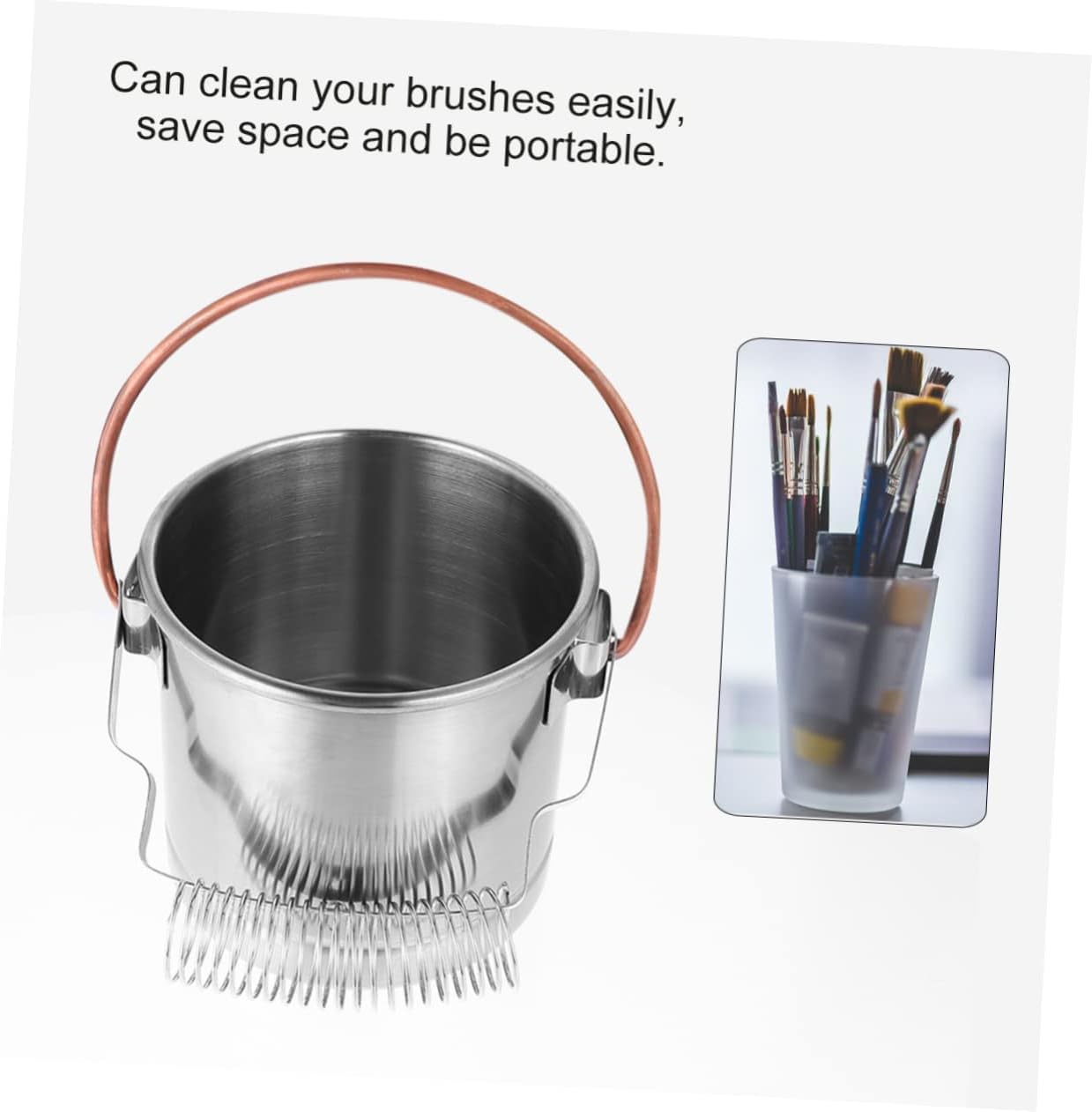 OSALADI Stainless Steel Artist Brush Washer Lid Portable Paint Brush Cleaner for Watercolor and Oil Painting for Artists