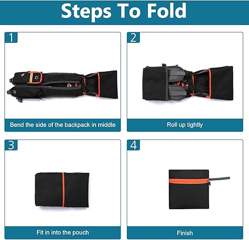 Miniatura 5 de Esup Mochila de senderismo pequeña de 15 L plegable y ligera mochila de viaje para mujeres y hombres (negro)