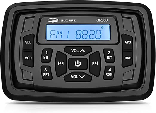 Marine Stereo Bluetooth Waterproof Boats Golf Cart Radio Digital Media Stereo Receiver AM FM Tuner Bluetooth Streaming on ATV UTV Motorcycle and Spa Hot Tubs