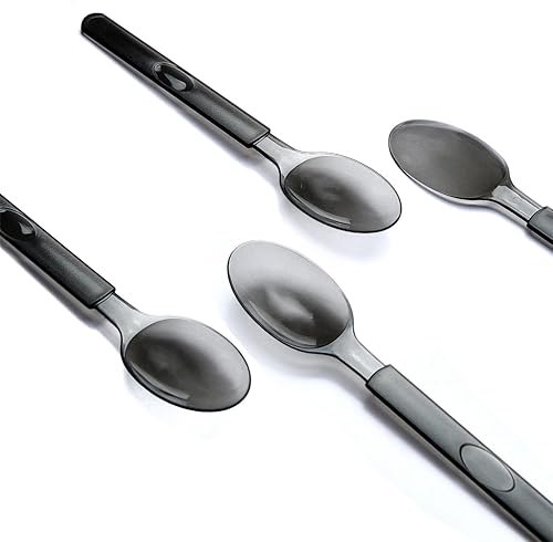 MEDURICH Cucharas de plástico resistentes, cucharas desechables de plástico transparente envueltas individualmente, 100 cucharas pesadas ideales