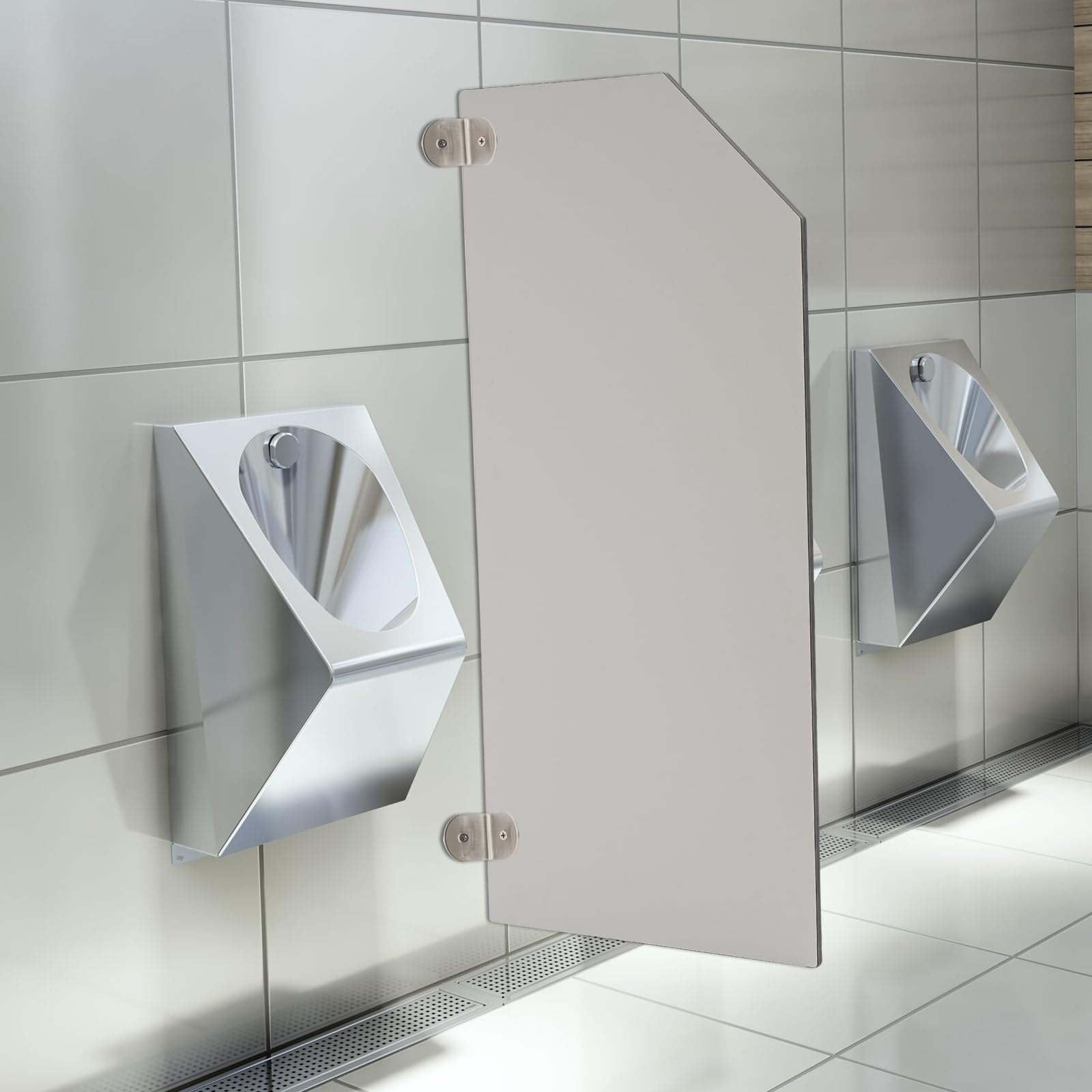 Urinario divisor de pared para inodoro, 90 x 40 cm, color gris claro