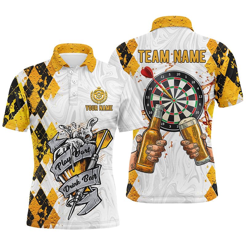 Spiel Dart, Trink Bier - Individuelles Darts Polo & Quarter-Zip-Shirt mit Argyle-Muster für Herren & Damen L0738
