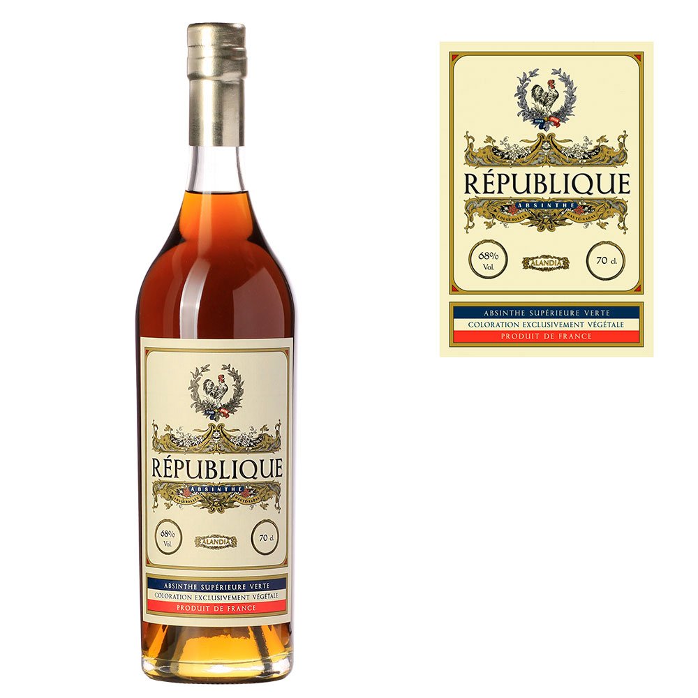 Absinth République von ALANDIA | Premium Qualität mit Weinalkohol destilliert | Original aus Frankreich | 68% Vol. | | (1x 0,7 l)