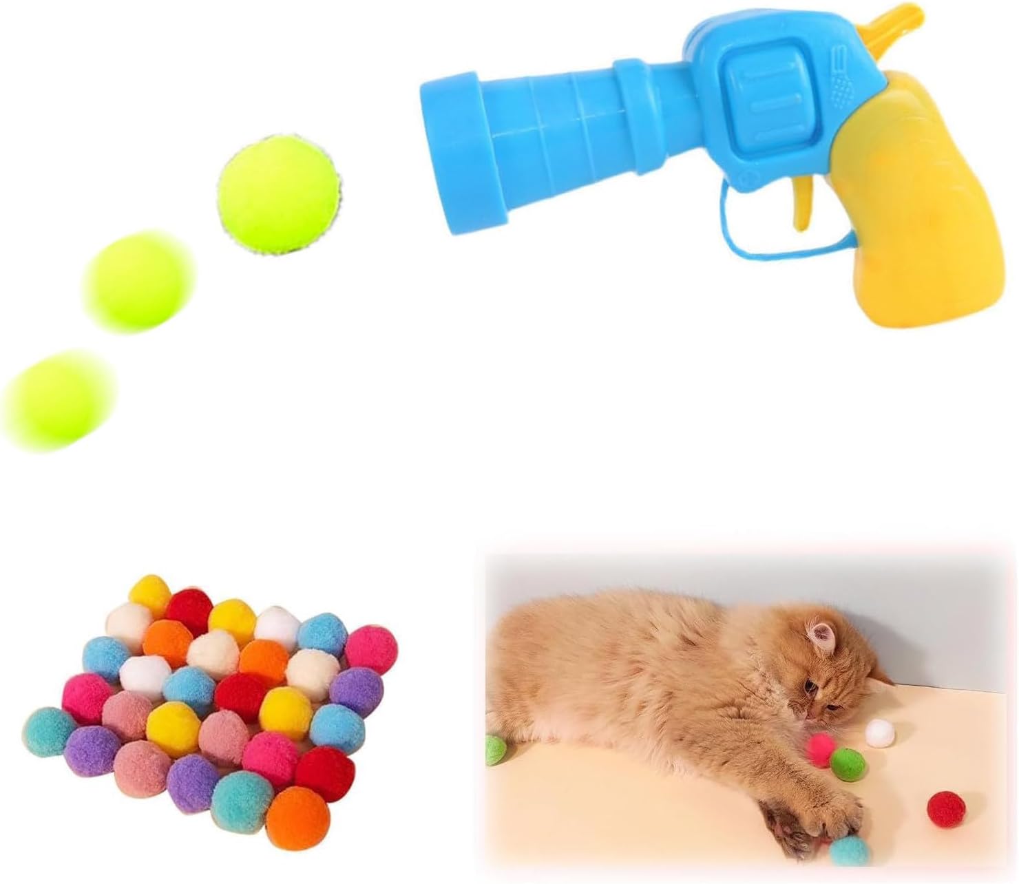 Plush Ball Shooting Gun,Mini Foam Balls Blasters,Pet