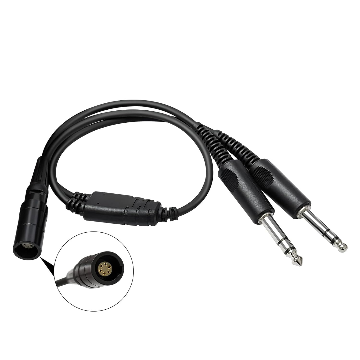 Akoree Lemo 6 Pin Headset Adapter to GA Dual Plugs General Aviation Headset Connector Cable Female Jack to Twin Male PJ-068 PJ-055 Twin Plug Fixed Wing Aircraft Converter for Bose A20 A30