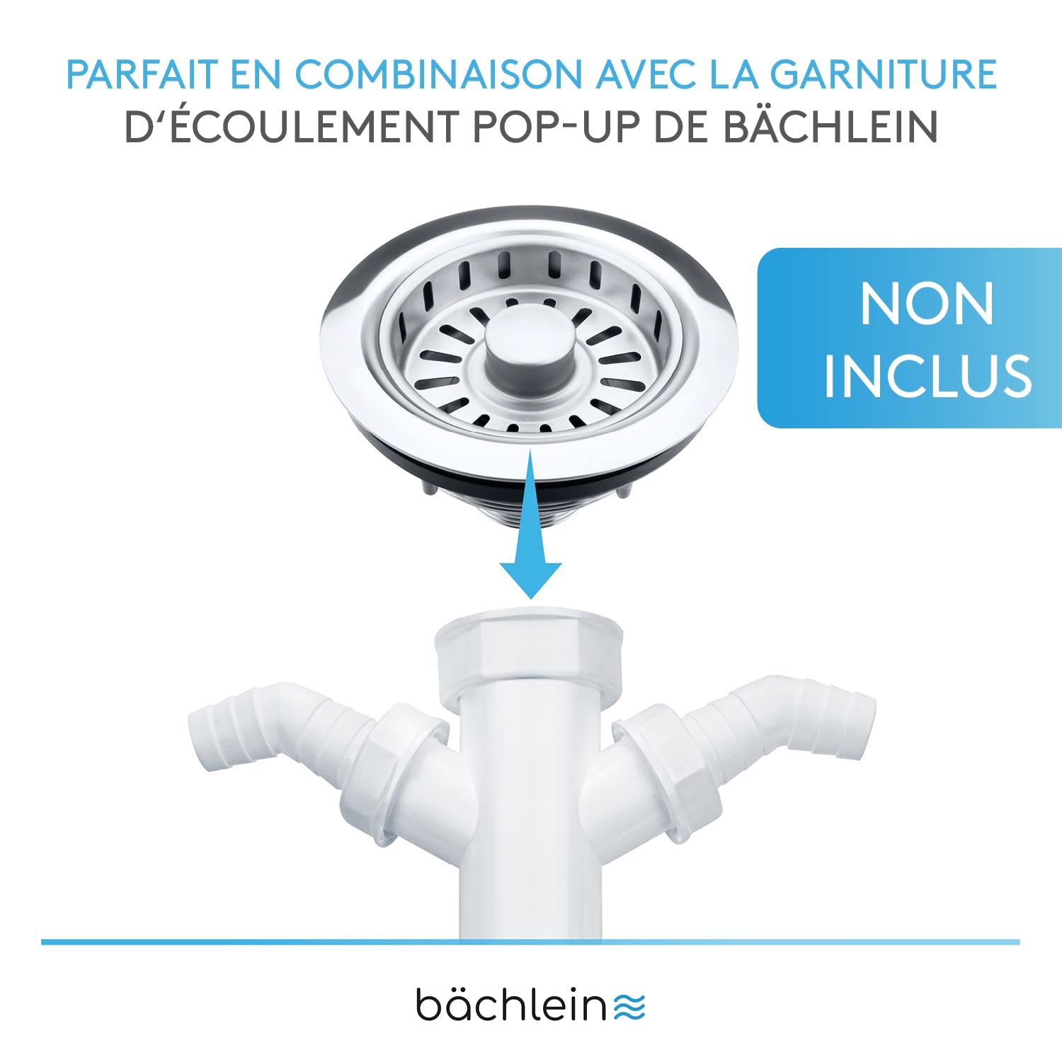 Bächlein Siphon Tubulaire Flexible Pour Évier de Cuisine - Siphon Avec Raccordement Double pour Appareil - Raccord Universel G 1 1/2"
