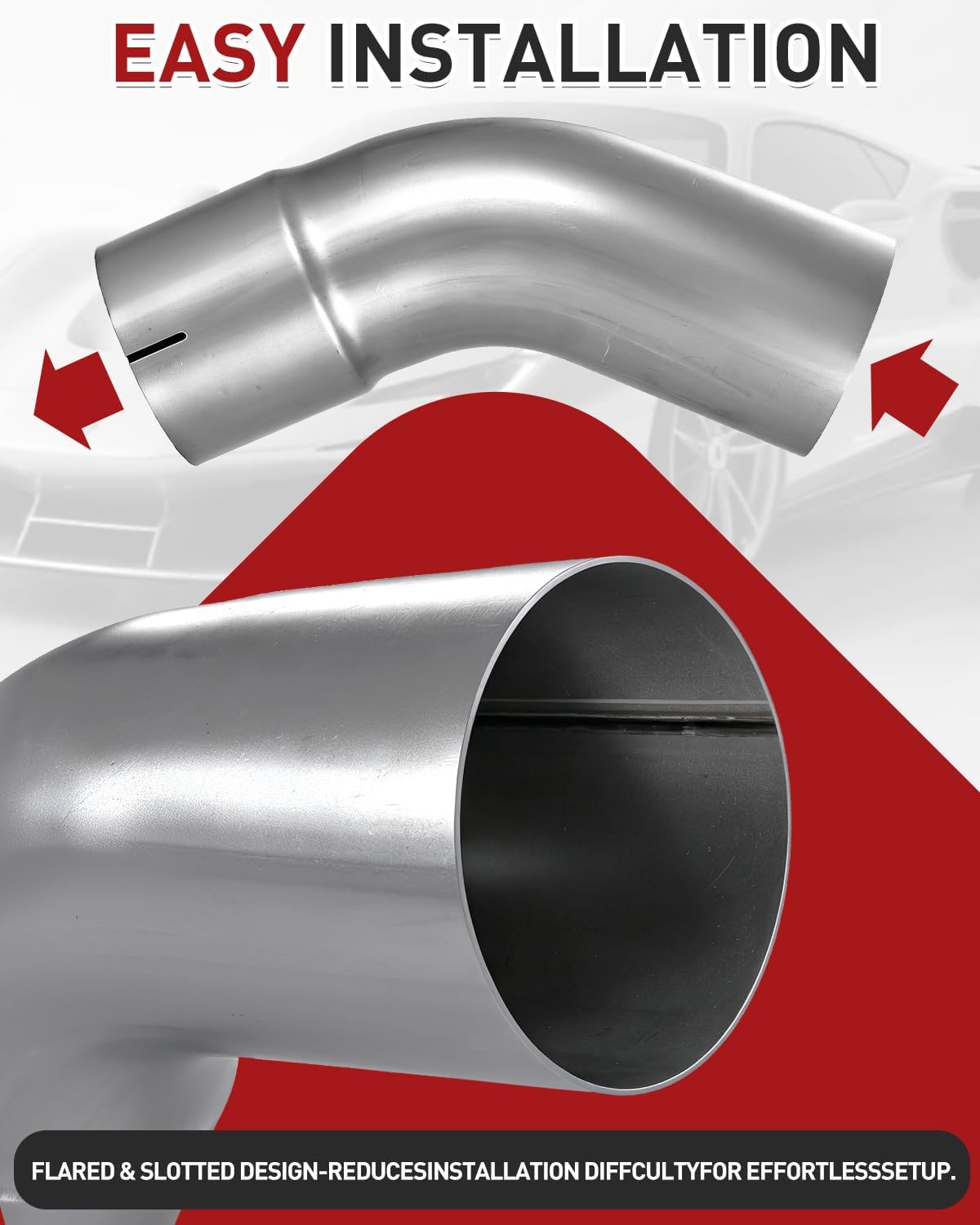 5 inch 45 degree exhaust elbow ，5"ID/OD Aluminized Steel,8" each side length，Universal Fit DIY Custom Exhaust Tubing Pipe