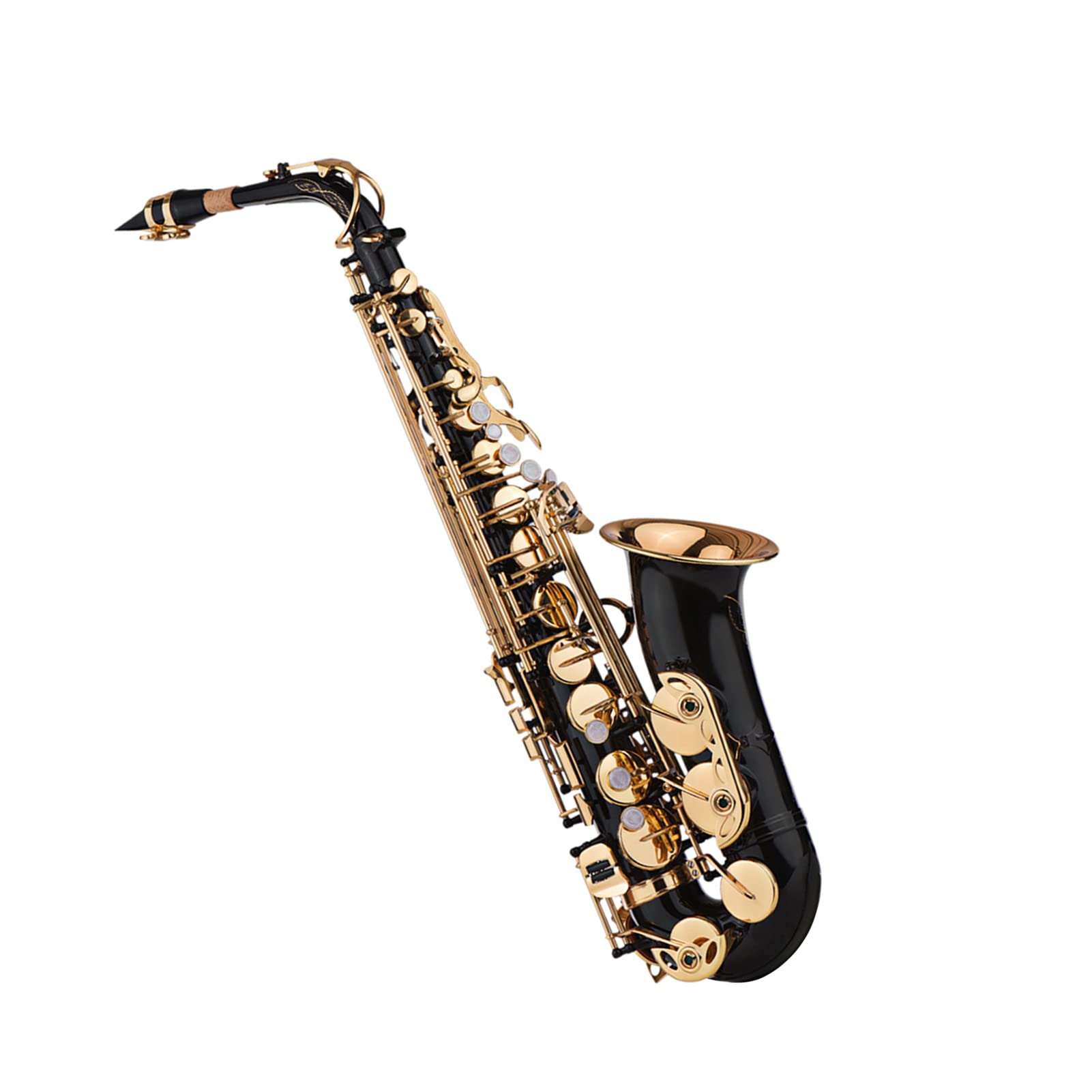 Saxophone Eb Alto Sax en laiton laqué doré 82Z Key avec gants rembourrés, chiffon de nettoyage, brosse pour saxophone