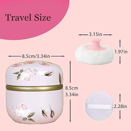 Miniatura 5 de SHIMIDO Soplo de polvo corporal y recipiente, contenedor de polvo corporal vacío portátil de 3.15 pulgadas para polvo suelto para mujeres bebés,