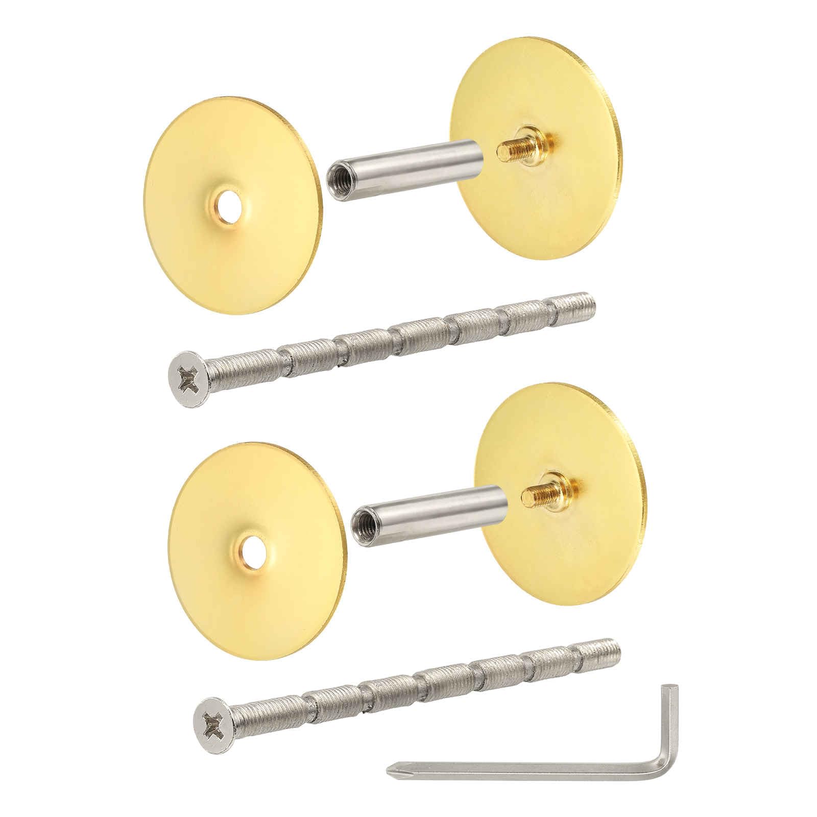 PATIKIL 2Pcs Door Hole Cover Plate, (Gold) Stainless Steel Deadbolt Cover Plate Door Knob Hole Filler Plates with 3.54" Connecting Screws, Suit for - 1-3/4" Holes/Door/Cabinet/Wall