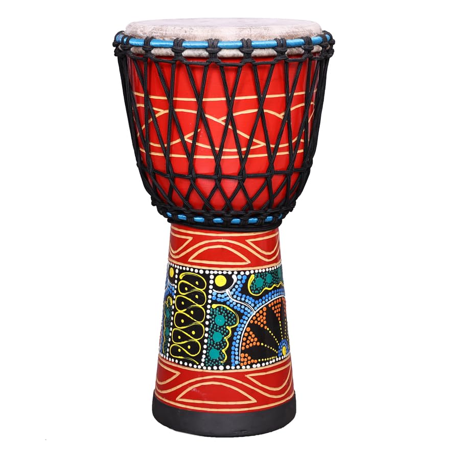 StarJam- Djembe 12 Inches Diameter X 24 Inches Height Mango Wood Djembe Drum - Red (12 x 24 Inches)-picture-15
