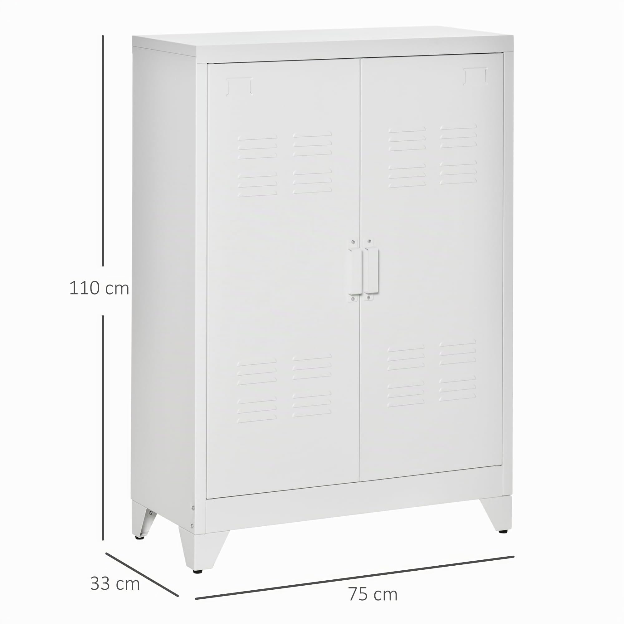 HOMCOM Aktenschrank mit Lamellen-Doppeltür 75x33x110cm Weiß
