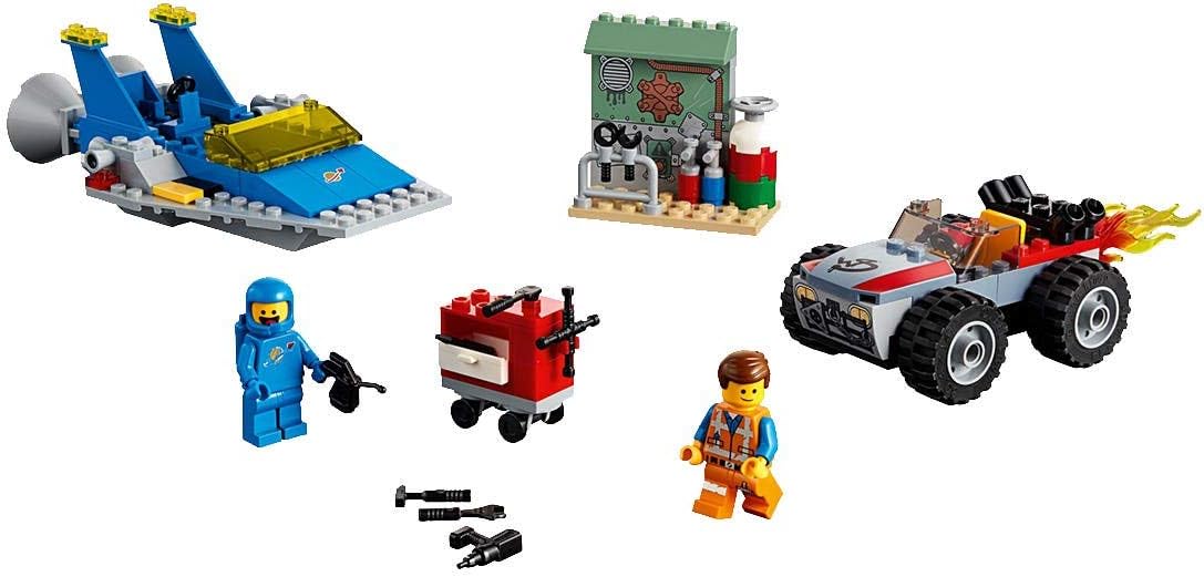 LEGO The Movie 2 Emmet and Benny’s ‘Build and Fix’ Workshop; 70821 Action Car and Spaceship Play Transportation Building Kit for Kids (117 Pieces)