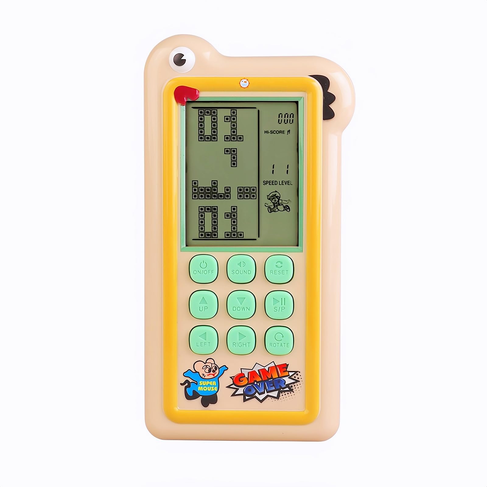 HLF Bloquer la Console de Jeu Mode de Jeu Double 23/26 Jeu de Briques Boutons en Silicone Alimenté par Une Batterie au Lithium Rechargeable/AA Jouet Portatif Rétro Cadeaux Enfants/Adolescents (Khaki)