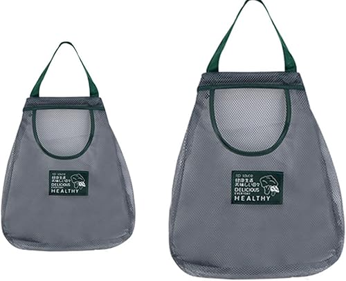 Durreus Bolsas de malla reutilizables para colgar en la despensa de la cocina, organizador de almacenamiento para verduras y frutas, paquete de 2