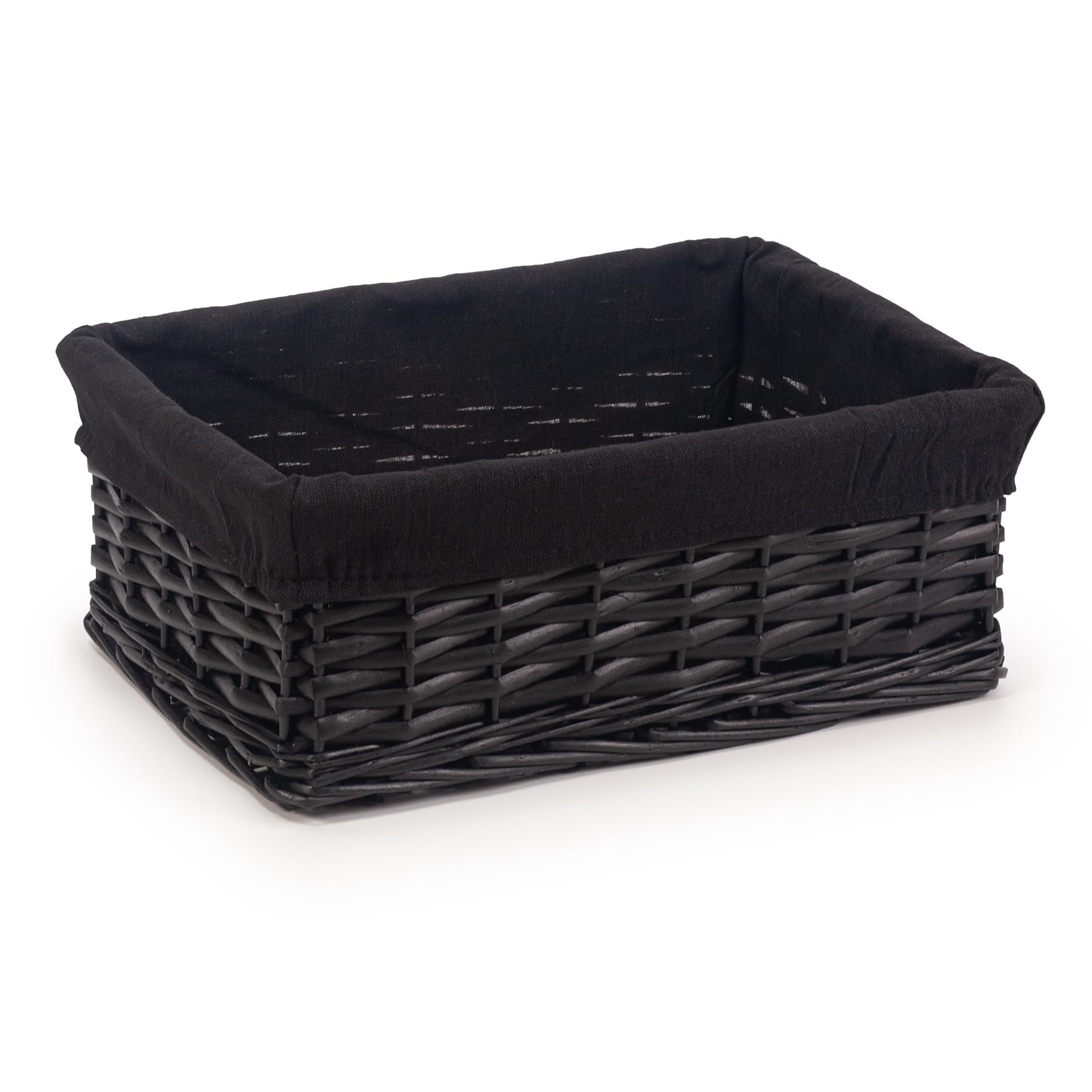 woodluvStorage Baskets Woven Wicker, Storage Basket for shelves, Baskets to make hampers, Storage Box, Storage Organiser, Black, Medium